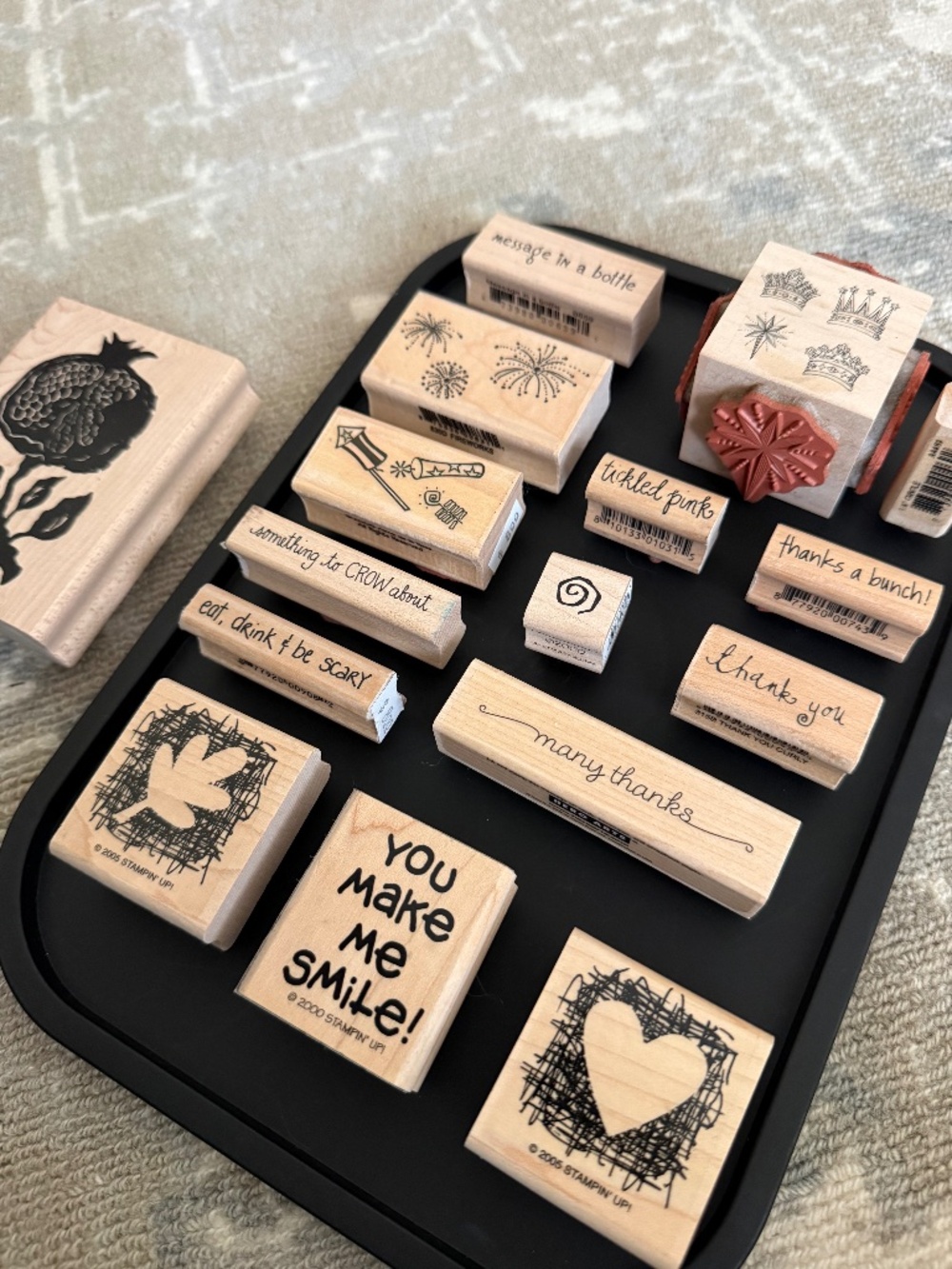 Rubber Stamps Bundle - Lot of 16 Stamps - Crowns, Sayings, Fireworks
